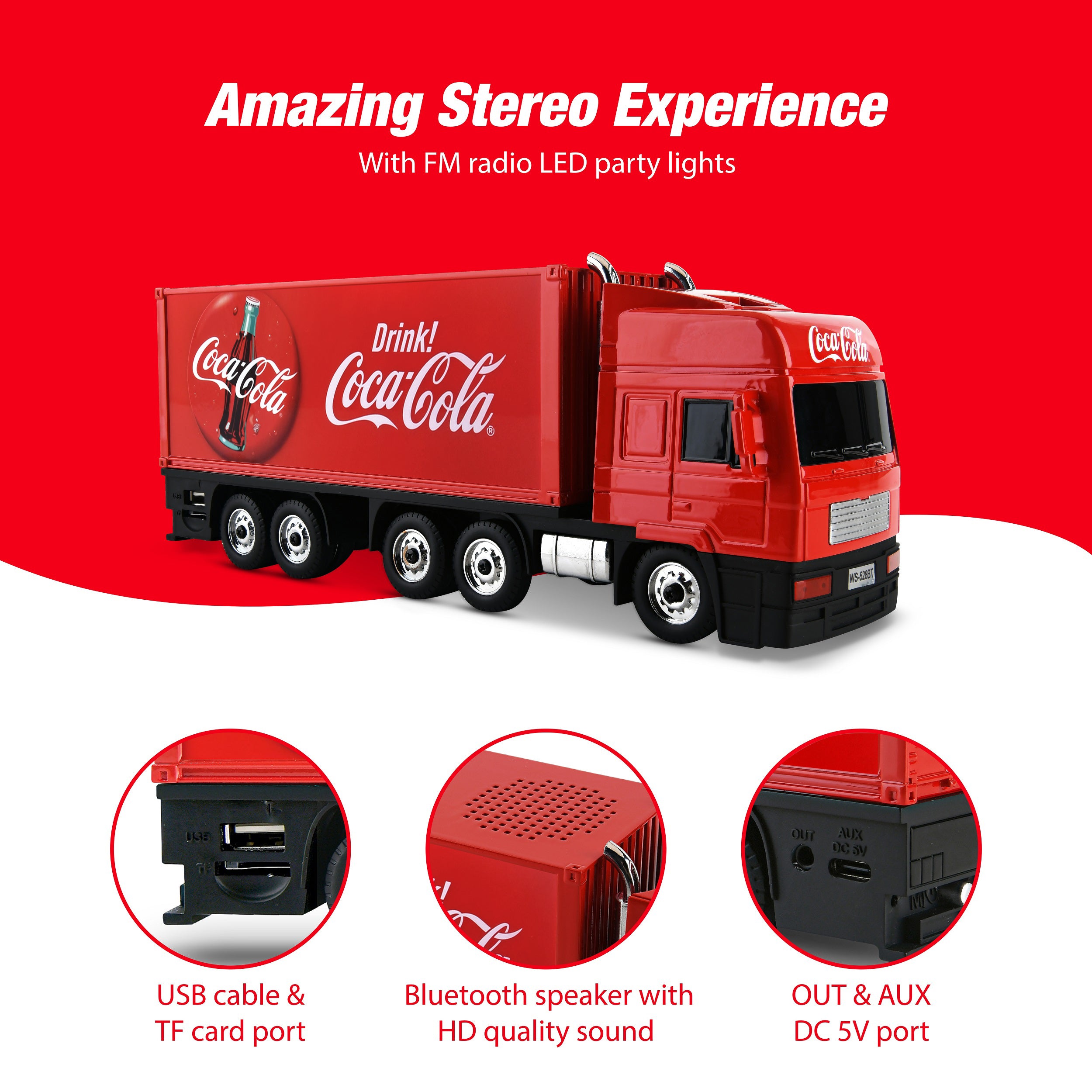 Coca-Cola Truck Shaped Bluetooth Speaker with FM Radio Mode